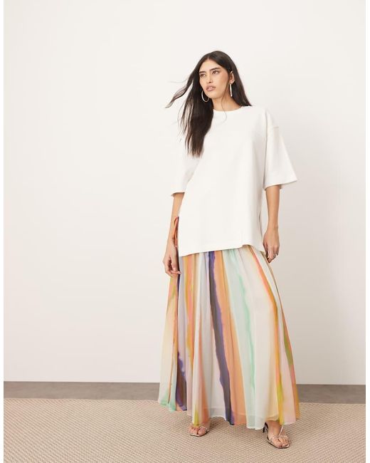 ARRANGE Natural Tiered Maxi Skirt With Tie Waist