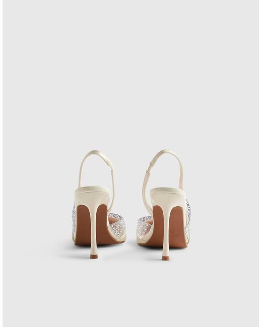 River Island White Sparkle Slingback Court Heels