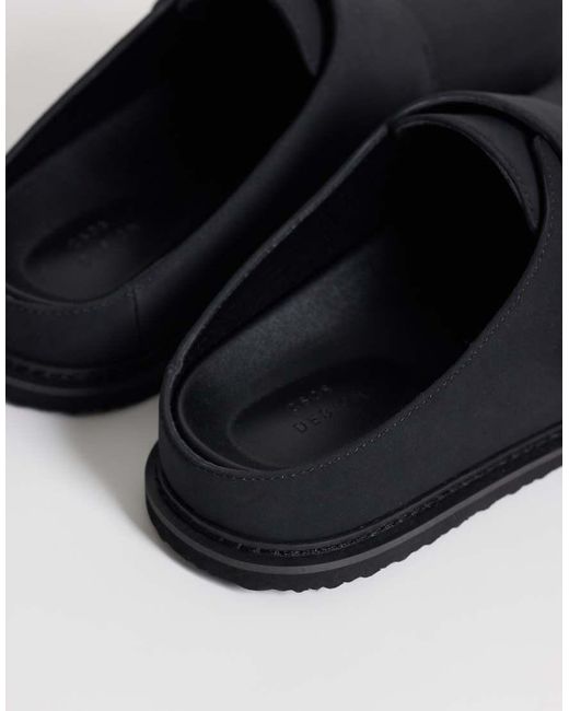ASOS Black Mule Sandals With Buckle for men