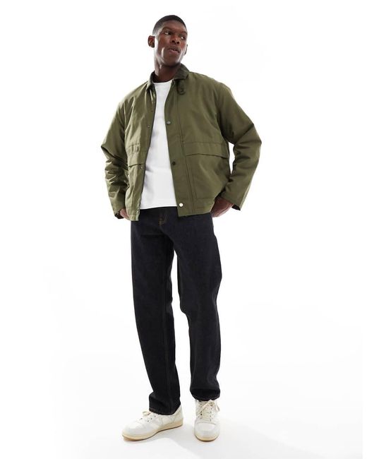 Only & Sons Green Cord Collar Padded Coach Jacket for men