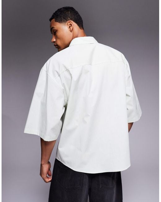 ASOS White Relaxed Shirt With Chest Embroidery for men