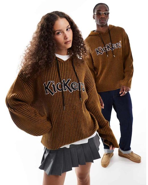 Kickers Brown Relaxed Knitted Hoodie