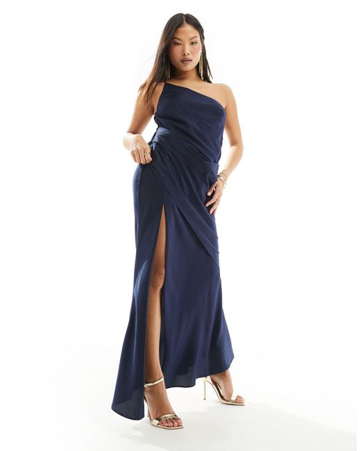 ASOS Blue Asos Design Petite One Shoulder Maxi Dress