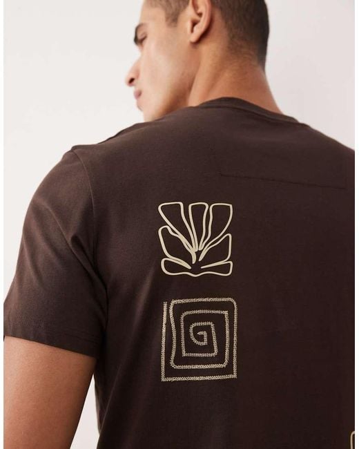Threadbare Brown Back Print T-shirt for men