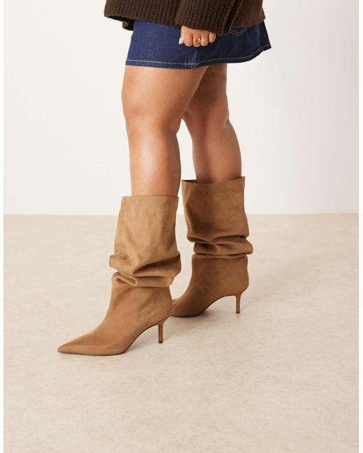 ASOS Blue Curve – cydney – lässige, kniehohe schlupfstiefel aus wildlederimitat