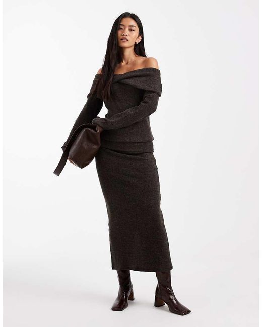 Vero Moda Black Folded Waistband Midi Skirt Co-ord
