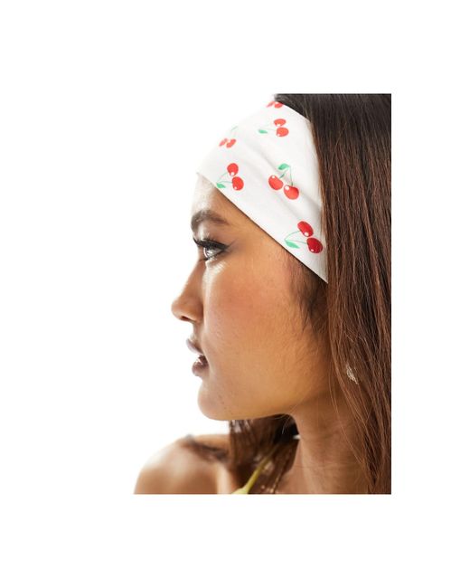South Beach Brown Cherry Printed Jersey Headband