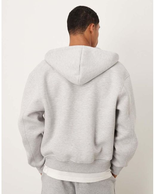 ASOS Gray Heavyweight Boxy Relaxed Zip Through Hoodie for men