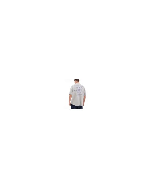 T-shirt oversize pesante grigio slavato con scritta sulla schiena di ASOS in Black da Uomo