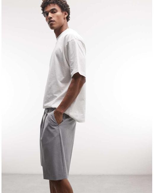 Weekday Gray Uno Loose Fit Tailored Shorts for men