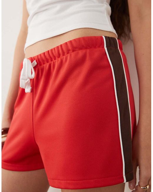 ASOS Red Tricot Piping Detail Micro Short Co-ord