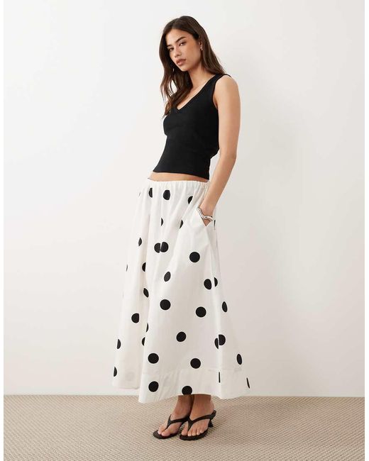 Nobody's Child Natural Kitty Cotton Elasticated Waist Pocket Detail Maxi Skirt