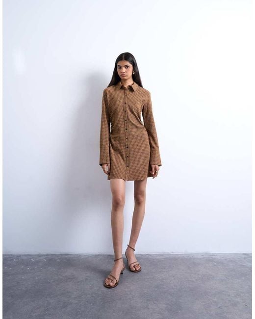 TOPSHOP White Tuck Side Shirt Dress
