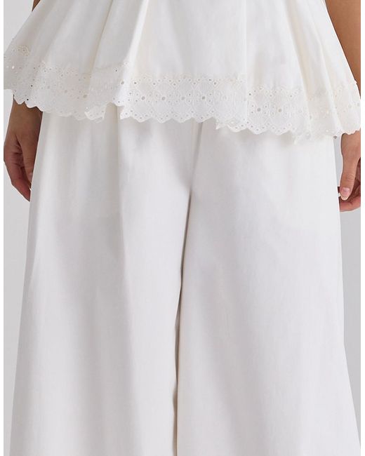 House Of Cb White Jae Cotton Wide Leg Trousers