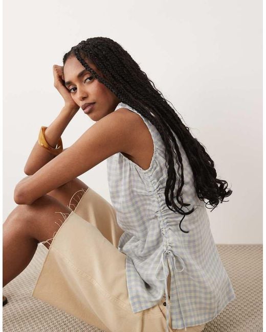 ARKET White Sleeveless Ruched Top