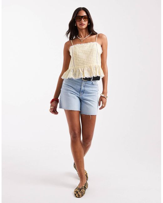 ONLY Blue Broderie Crop Cami