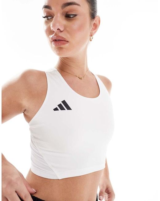 Adidas Originals White Adidas Running Adizero Tank