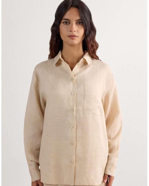 Intimissimi Natural The Pure Linen Plain-Weave Linen Shirt