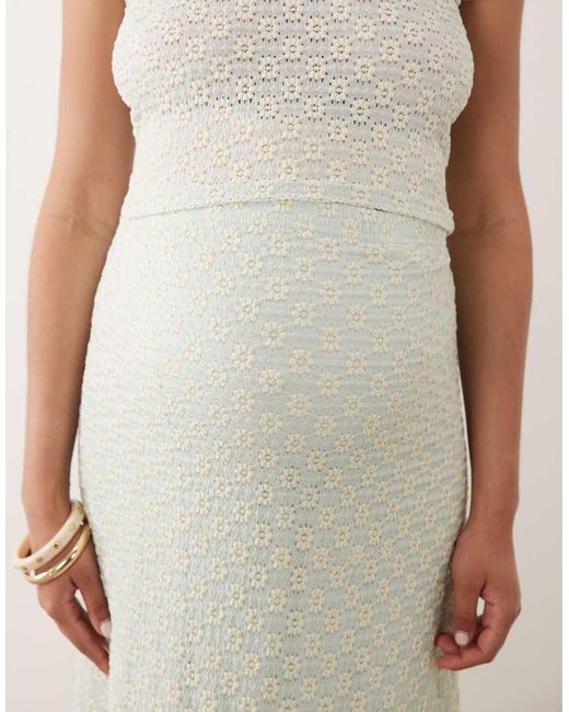 Mama.licious Natural Mamalicious Maternity Jersey Daisy Lace Midi Skirt Co-ord