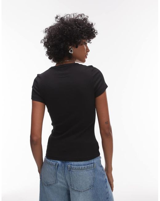 Camiseta Negra De Corte Slim Con Parche De Tommy Hilfiger de color Black