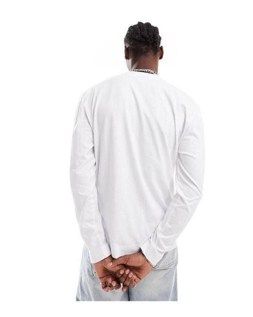 Collusion White Long Sleeve T-shirt for men