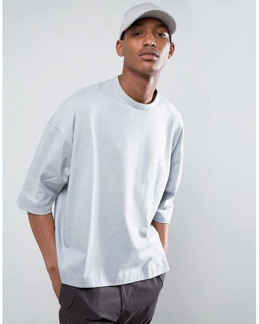 ASOS Gray Super Oversized Boxy T-shirt In Heavyweight for men