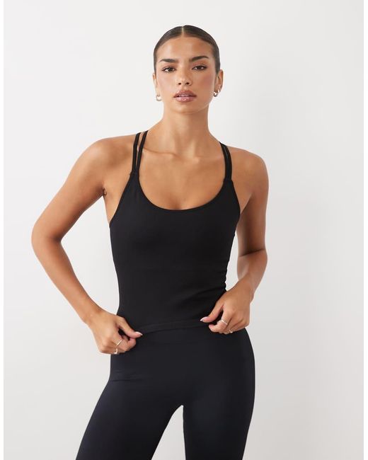 4505 Black Seamless Singlet With Inner Bra And Double Adjustable Straps