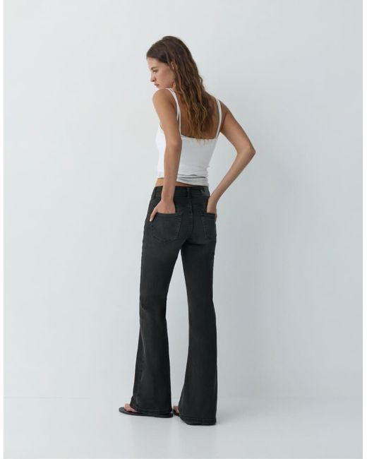 Pull&Bear Black Low-rise Bootcut Jeans