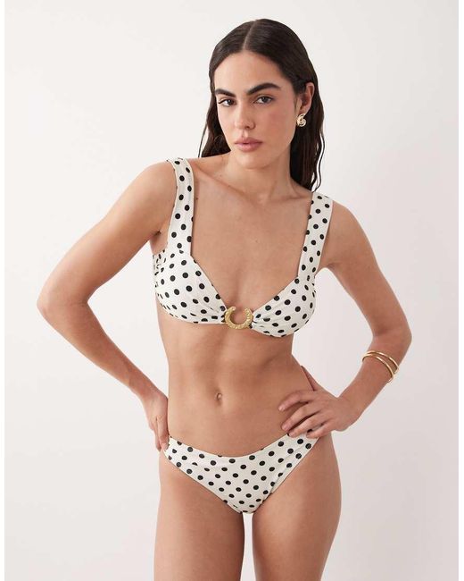 Aray White Polka Dot Bralet Bikini Set