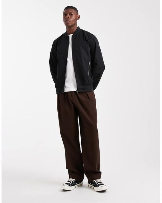Threadbare Blue Zip Front Bomber Jacket With Pockets for men