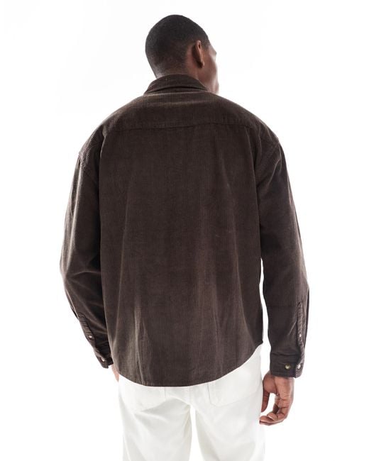 ASOS Brown Oversized Cord Shirt for men