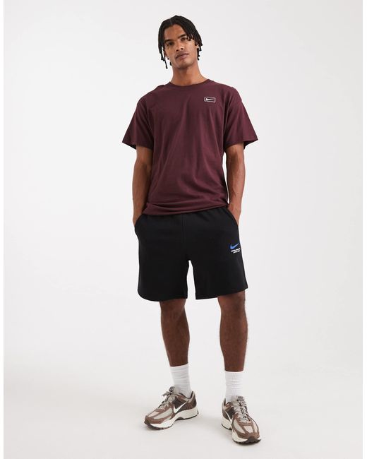 Nike – line art – fleece-shorts in Red für Herren