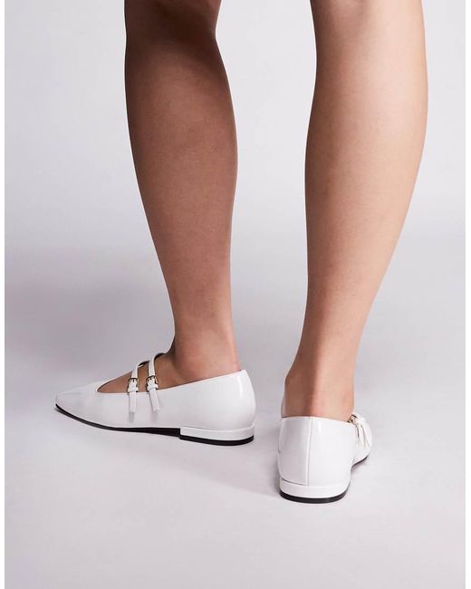 River Island White Mary Jane Square Toe Ballet Flat