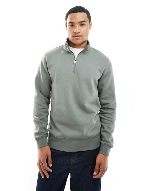 Only & Sons Gray Half Zip Sweat for men