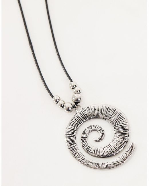 ASOS Necklace With Swirl Pendant And Black Cord