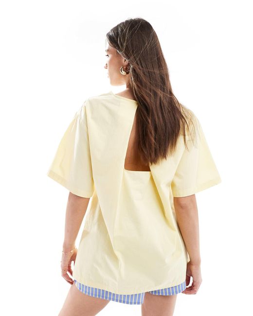 ASOS Natural Poplin Pleat Back Trapeze T Shirt