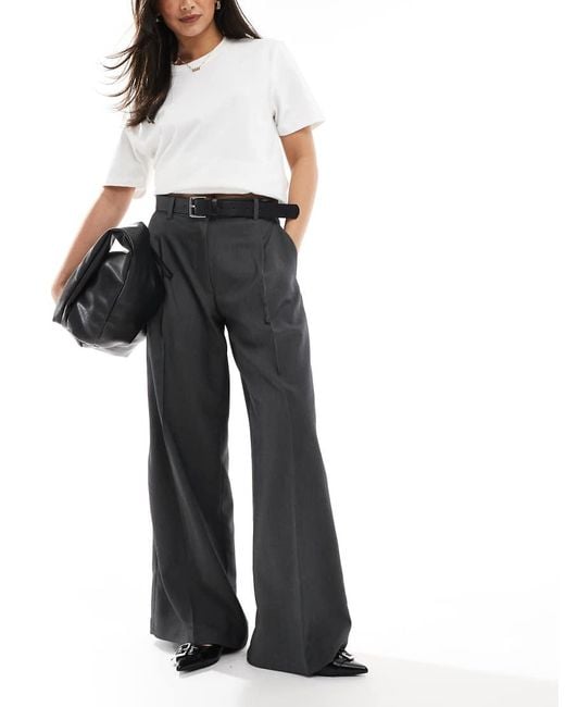 Monki Black High Waist Wide Leg Tailored Trousers