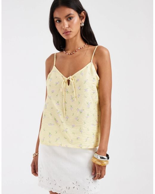 Pieces Natural Tie Front Cami Top