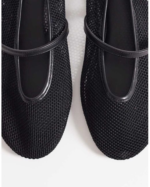 ASOS White Libra Mesh Mary Jane Ballets