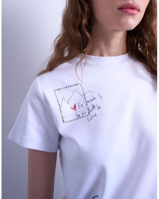 TOPSHOP White Graphic Doodle Print Everyday Tee