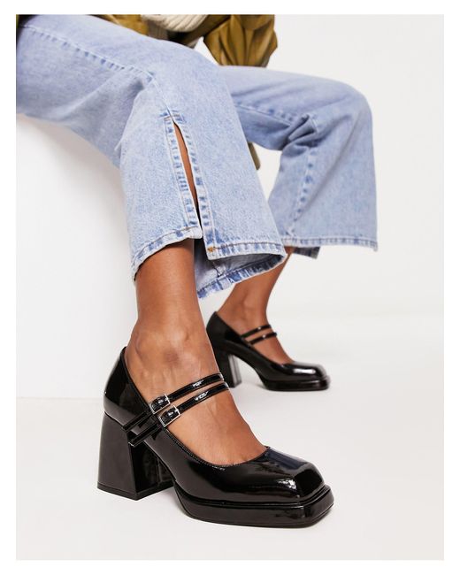 ASOS Sully Platform Mary Jane Mid Shoes in Blue Lyst