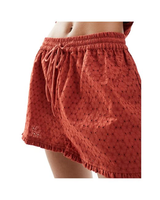 ASOS Red Broderie Ruffle Co-ord Short