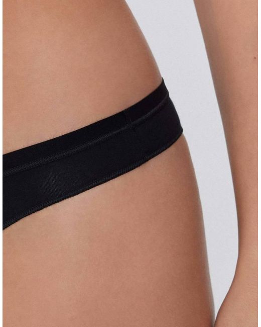 Tezenis Black Plain Colour Cotton Brazilian Briefs