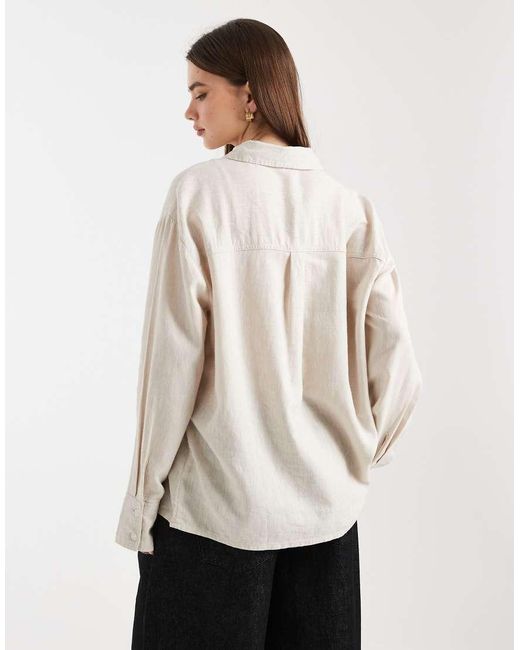 Cotton On Natural Haven Oversized Dad Shirt Linen Blend