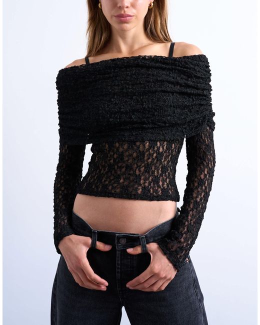 TOPSHOP Black – langärmliges oberteil aus spitze