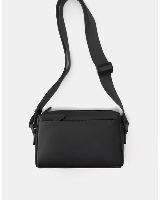 Pull&Bear Black Rubberised Crossbody Bag for men
