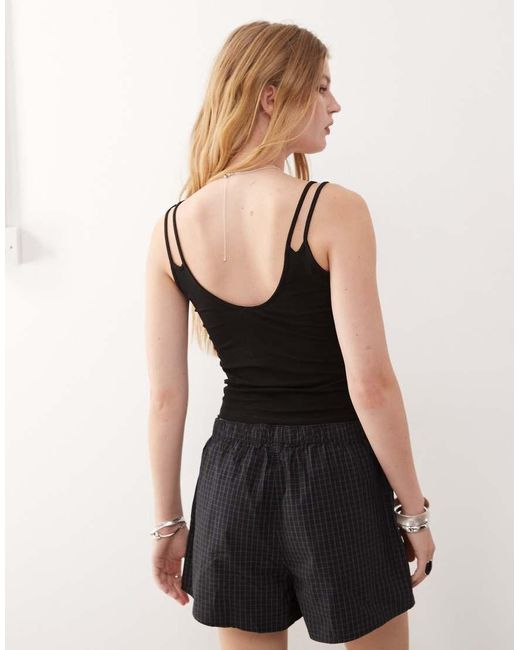 Weekday Black Double Strap Vest Top