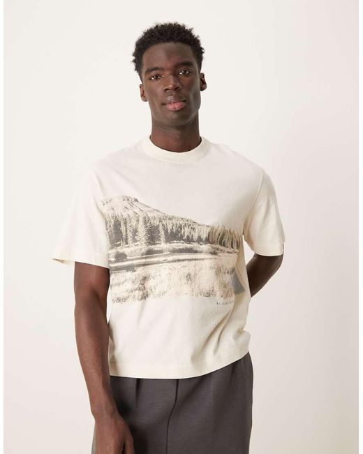 T-Shirt A Maniche Corte Con Grafica Stampata Sul Retro di Abercrombie & Fitch in Natural da Uomo