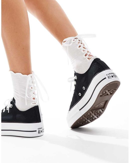 Converse White Chuck Taylor All Star Lift Ox Wide Fit Trainers