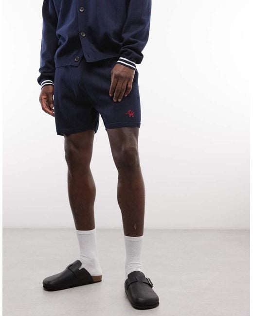 Alma de Ace Blue Pluto Knit Shorts Co-Ord for men
